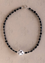 Load image into Gallery viewer, Black &amp; Silver Venetian Globe Bead Necklace
