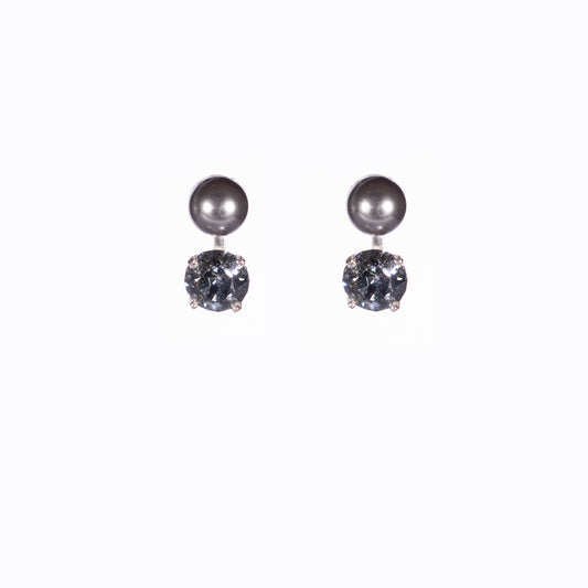 Silver Pearl & Crystal Drop Stud Earrings