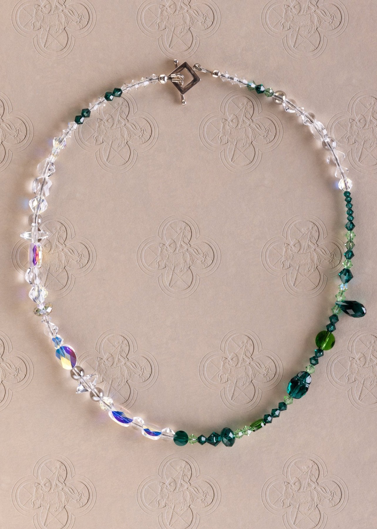 Green & Iridescent Crystal Colour-block Necklace