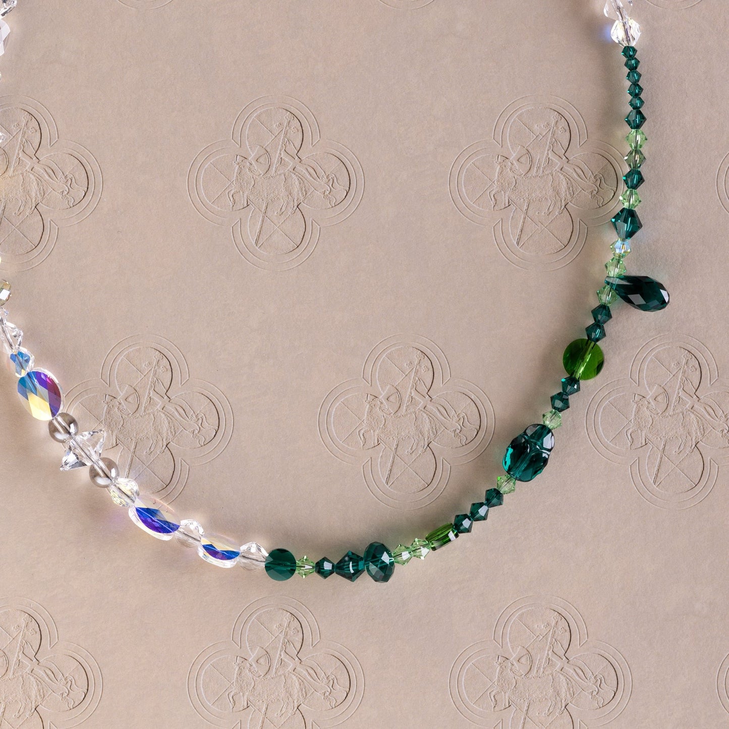 Green & Iridescent Crystal Colour-block Necklace