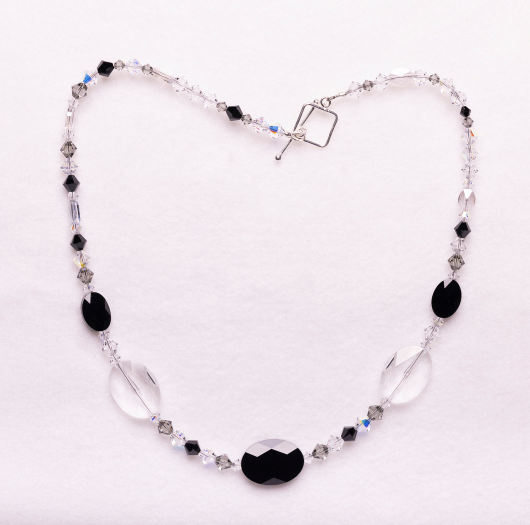 Dramatic Black & White Crystal Necklace