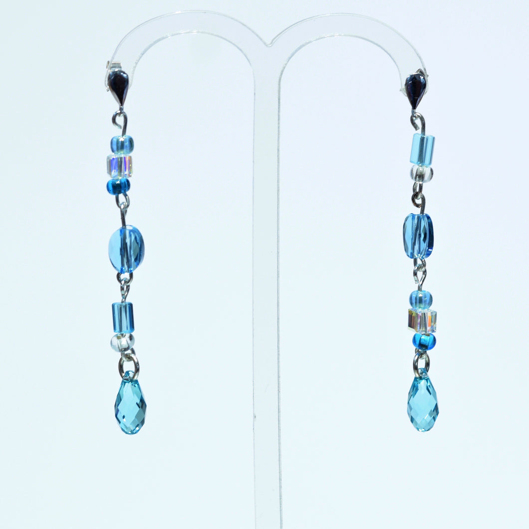 Blue-Sky Crystal Drop Earrings