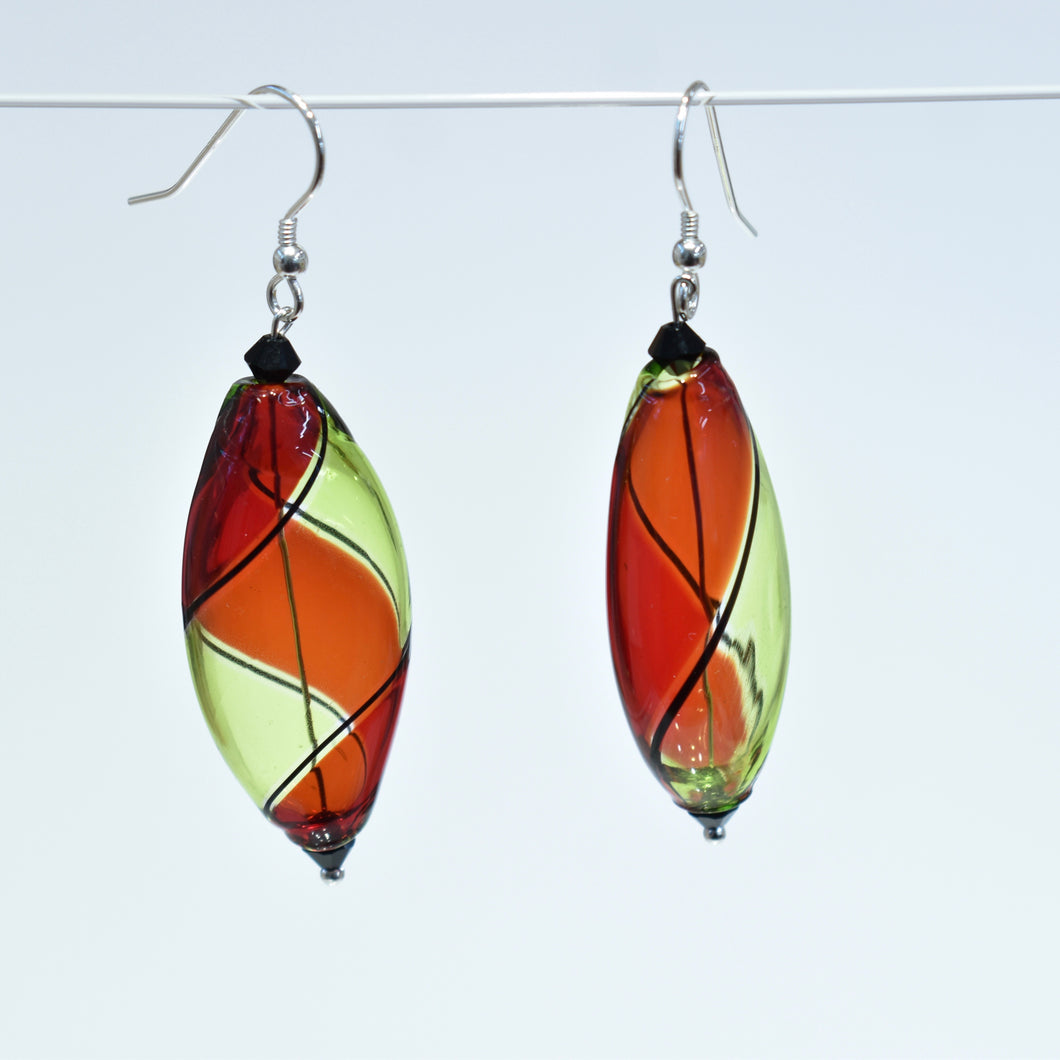 ruby-lime-stripe-blown-glass-bead-earring