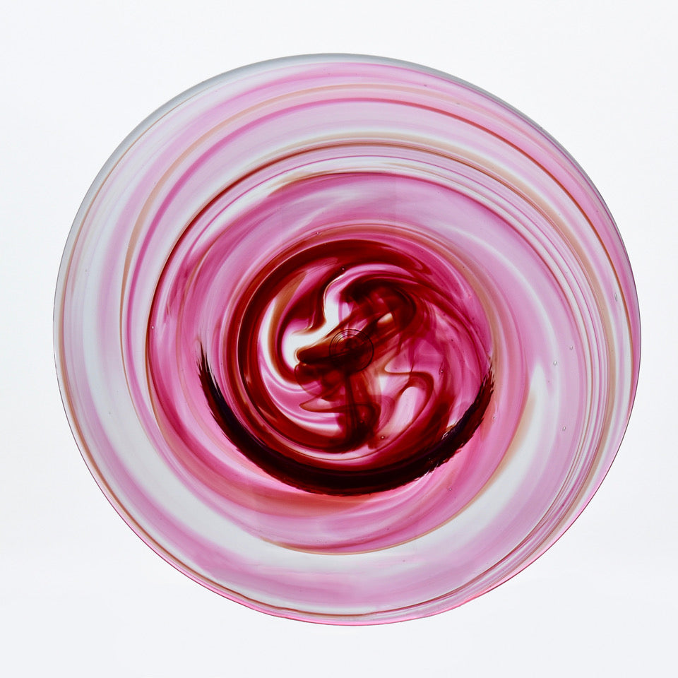 Streaky Cranberry Glass Plate