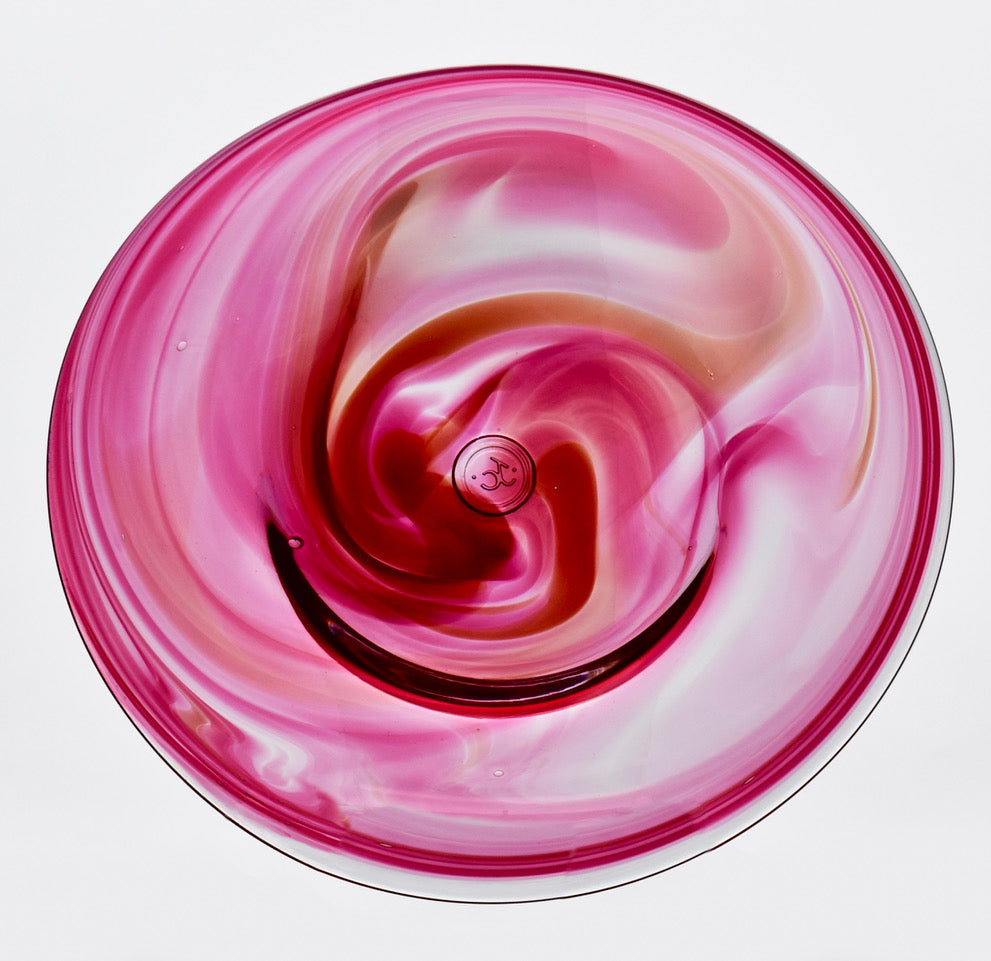 Streaky Pink Glass Plate