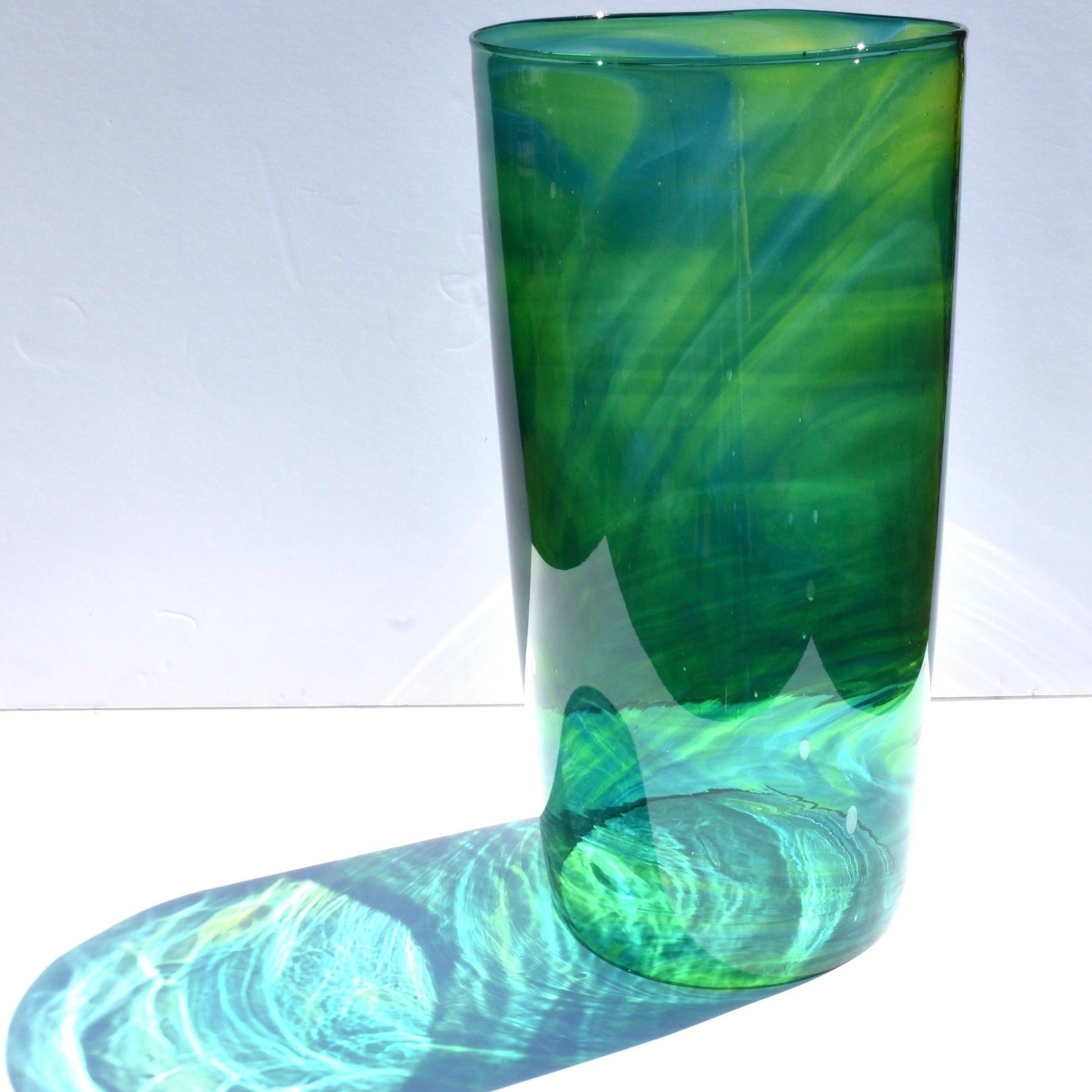 Green Streaky Glass Cylinder Vase - Corley Studio Shop