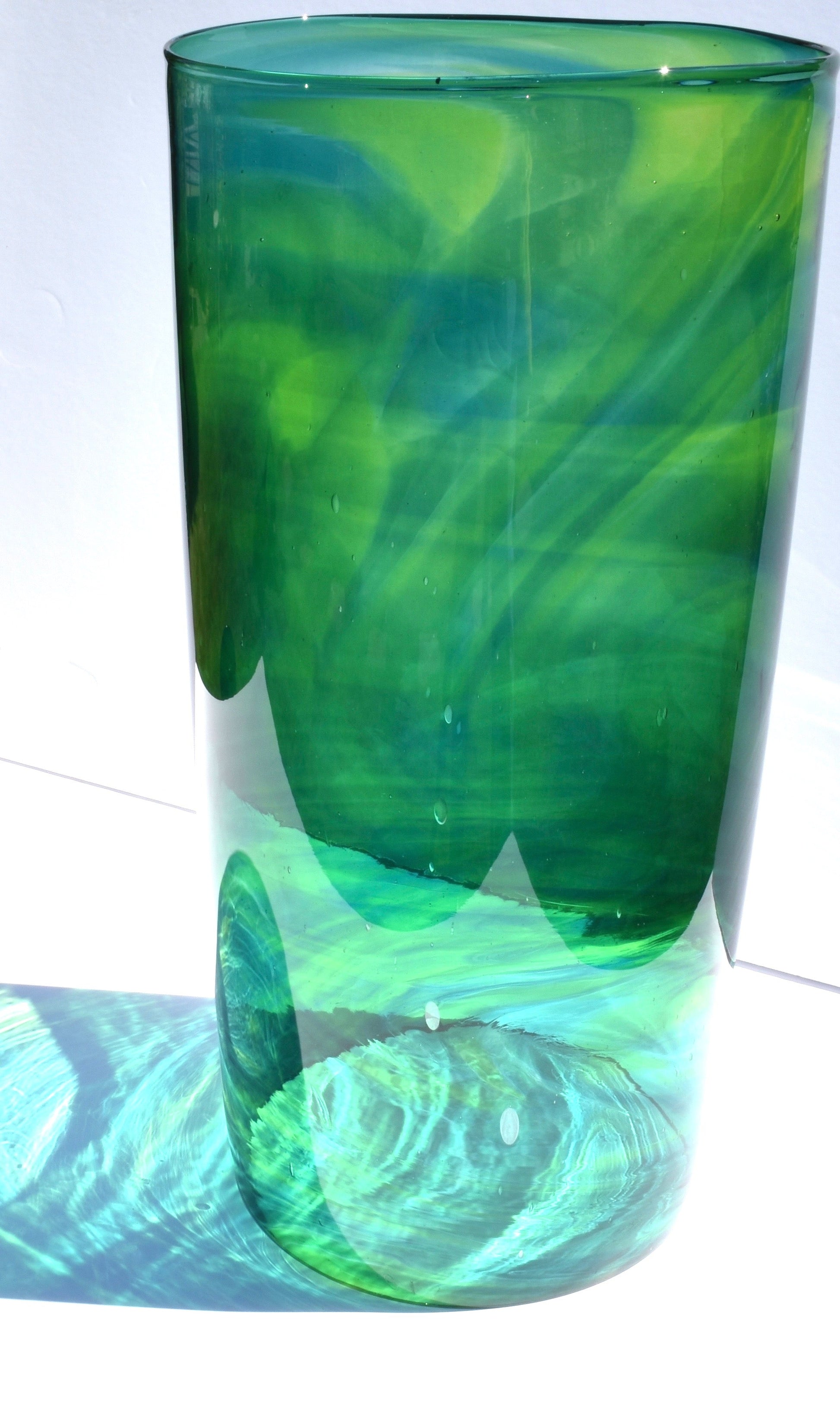 Green Streaky Glass Cylinder Vase - Corley Studio Shop