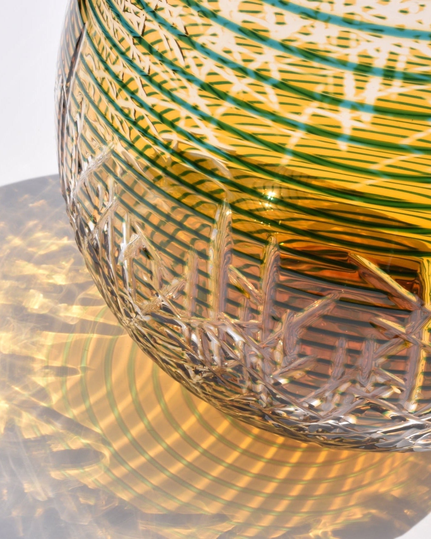 Brilliant Cut Amber Glass Voyage Vase - Corley Studio Shop