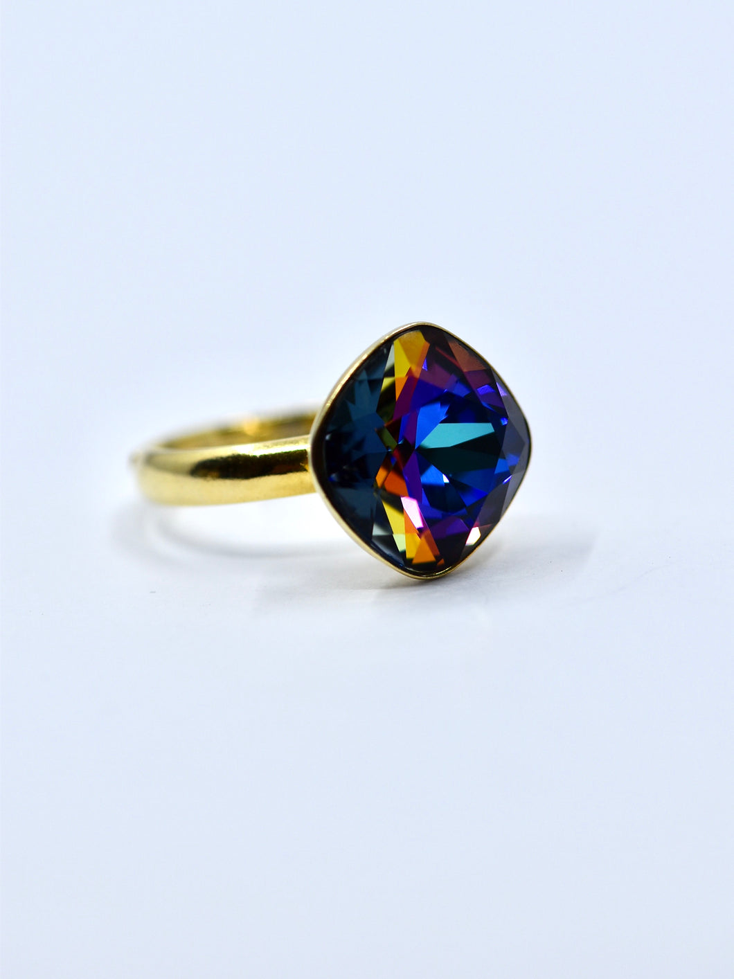 Rainbow Square Crystal Ring