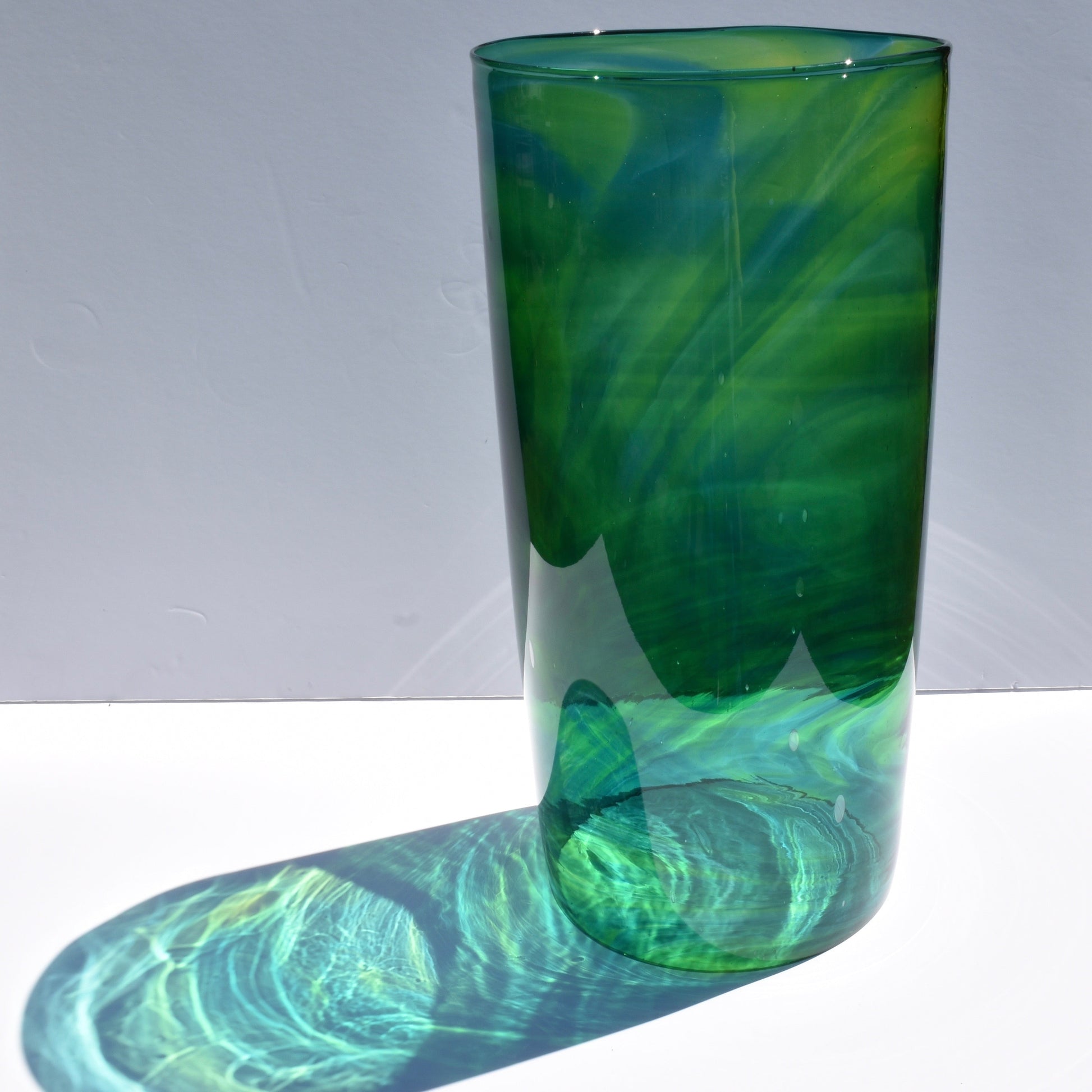 Green Streaky Glass Cylinder Vase - Corley Studio Shop