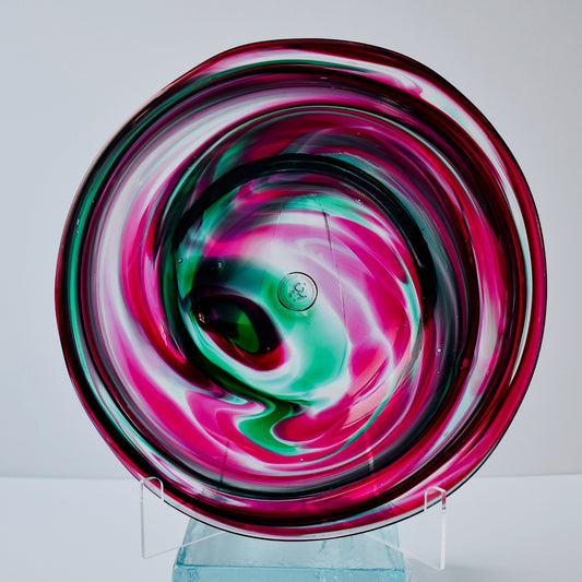 Cranberry with Green Glass Plate - Corley Studio Shop