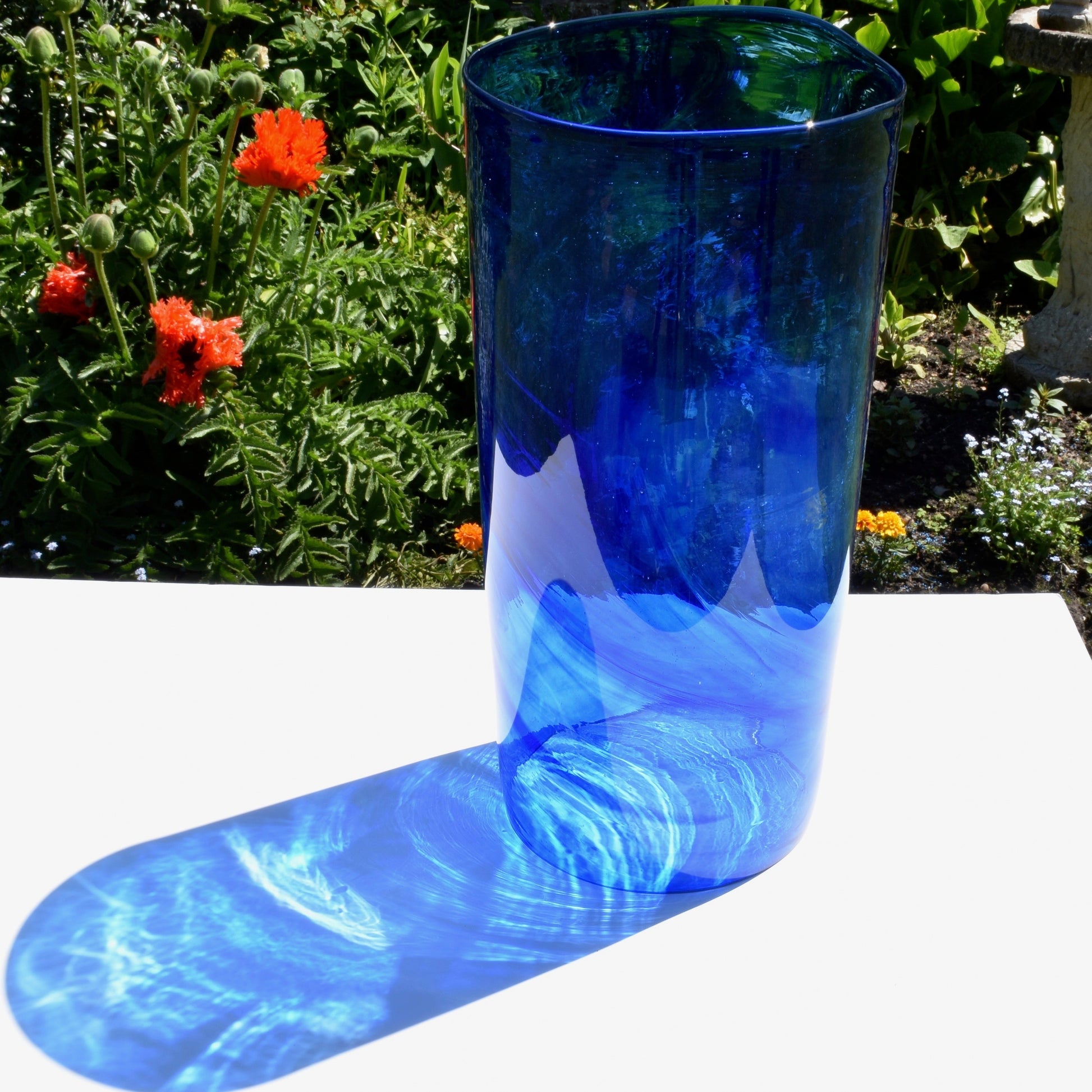 Blue Streaky Glass Cylinder Vase - Corley Studio Shop