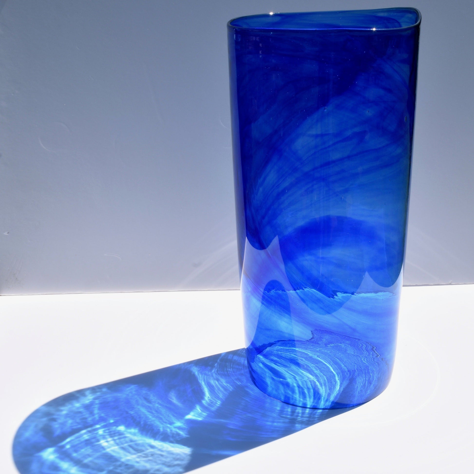 Blue Streaky Glass Cylinder Vase - Corley Studio Shop